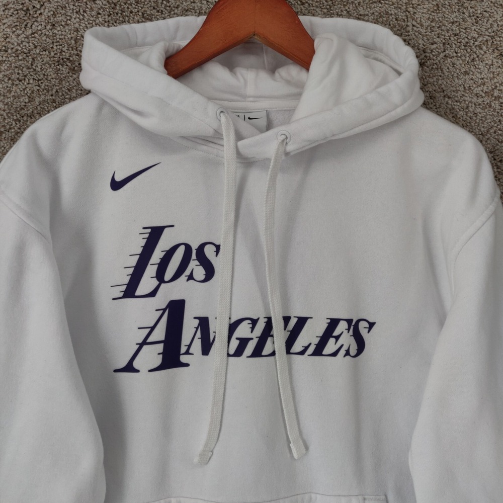 Nike Los Angeles Lakers City Edition Hoodie Men Medium White Pullover Sweatshirt